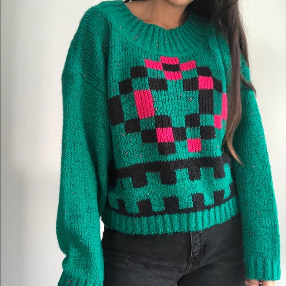 Vintage knit cropped sweater L - Picture 3 of 7